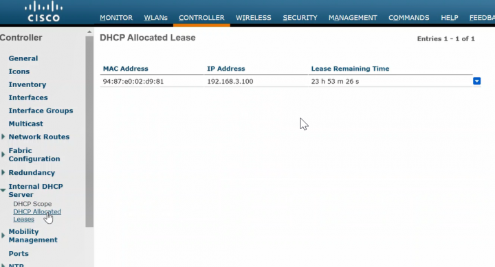 Configure internal DHCP server on the WLC – Haifeng's Blog