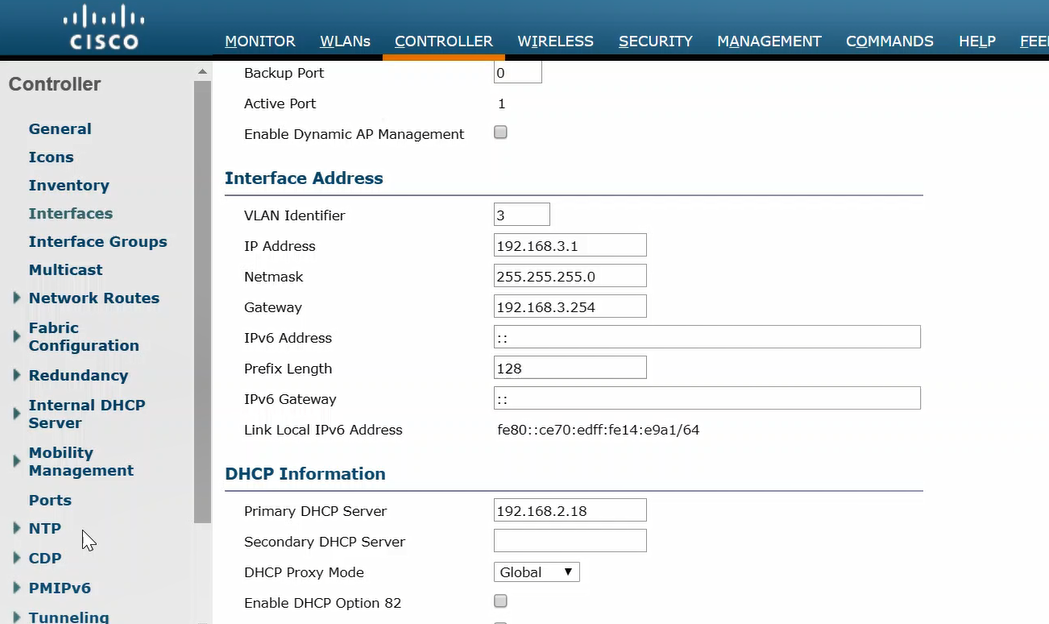 Configure internal DHCP server on the WLC – Haifeng's Blog