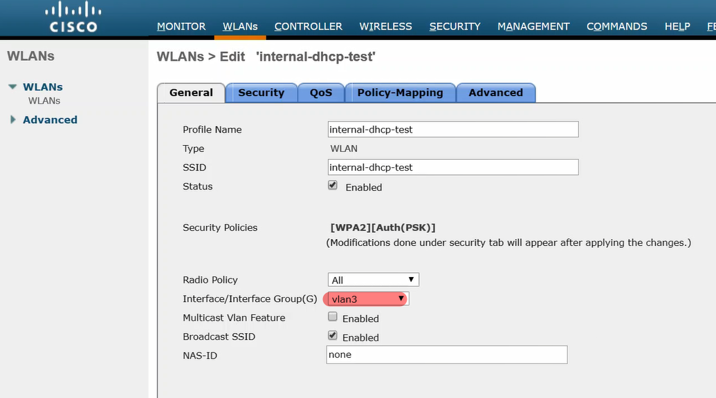 dhcp addr. assignment wlc